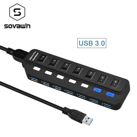 Gbps Usb Hub Usb Ports Switch Led Splitter Adapter Powered High