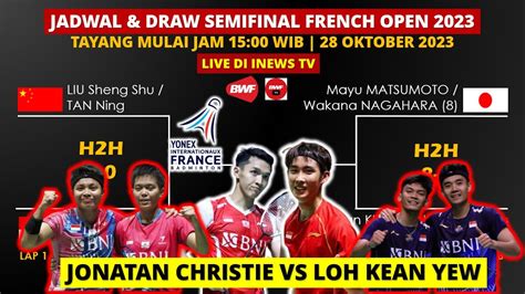 Jadwal Semifinal French Open Hari Ini Jojo Vs Loh Kean Yew Draw