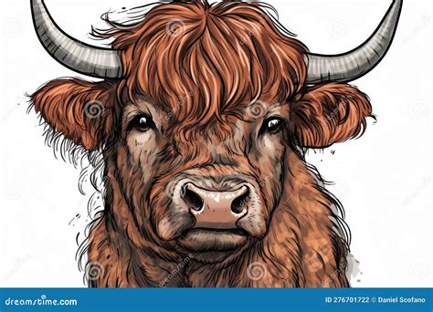 Cow Highland Graphics Illustration Generative Ai Stock Illustration