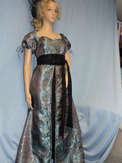 Pc Regency Victorian Empire Waist Dress Gown With Sash And Etsy