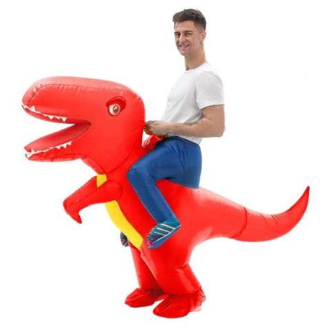 Inflatable Dinosaur Costume Adult Funny Blow Up Halloween Ride On Dino