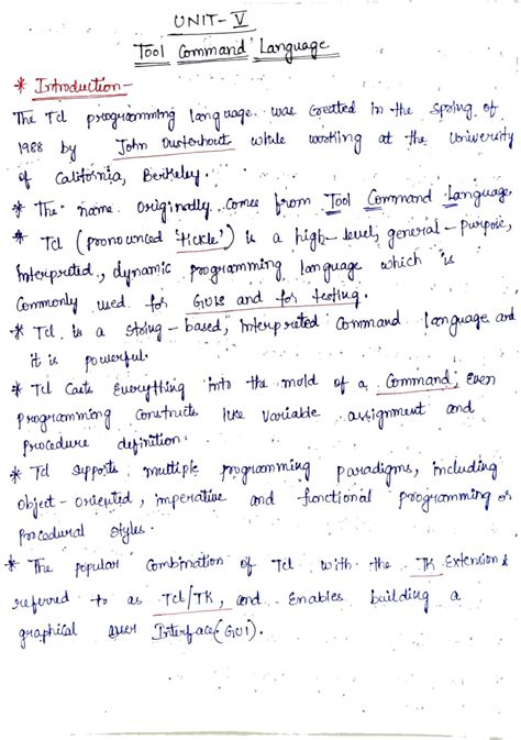 Scripting Languages Unit V Handwritten Notes Design And Analysis Of