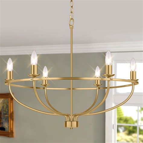 6 Light Gold Chandelier Light Fixture Vintage Dining Room Light