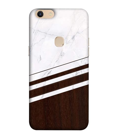 Giftpur Hard Back Cover Case For Oppo F White Brown Line Marble