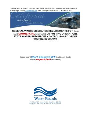 Fillable Online GENERAL WASTE DISCHARGE REQUIREMENTS FOR COMMERCIAL