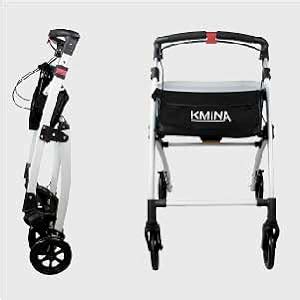 Kmina Pro Wheels Folding Lightweight Outdoor Walker Indoor Adult