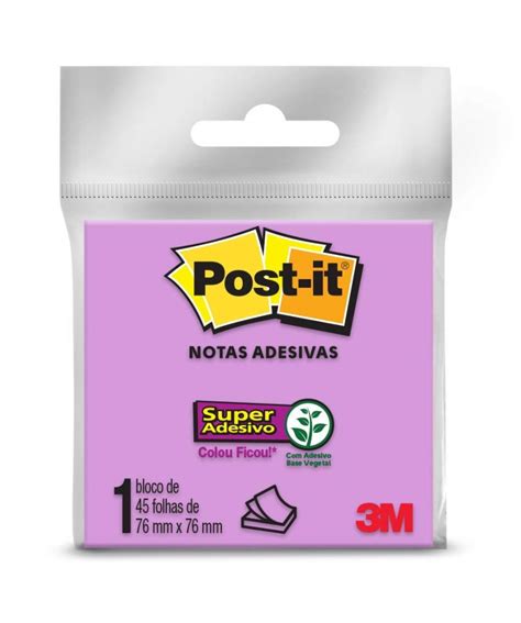 Bloco Adesivo Post It 76x76mm Roxo 45 Folhas 3M 654 Papelaria Criativa