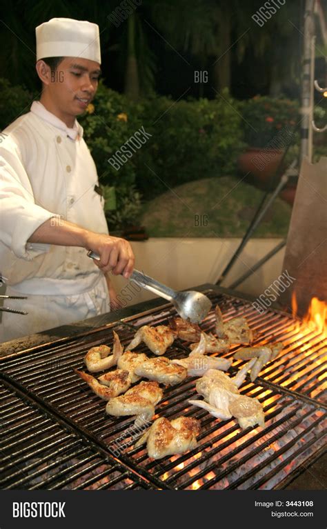 Chef Grilling Chicken Wing Bbq Image Photo Bigstock