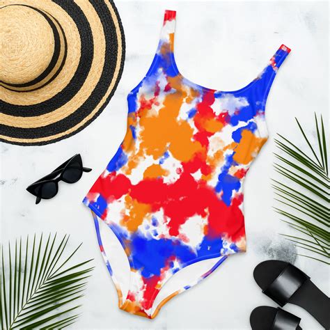 Colorful Tie Dye One-piece Low Scoopback Swimsuit - Etsy