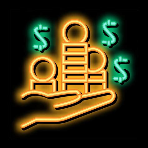 Stacks Of Gold Coins Money Neon Glow Icon Illustration 17781792 Vector