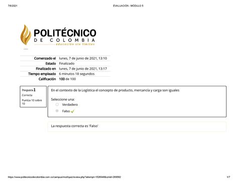 Evaluación Módulo 5 APUNTES Pregunta 1 Correcta Puntúa 10 sobre