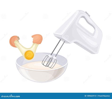 Baking Process With Mixing Ingredients With Mixer Vector Illustration