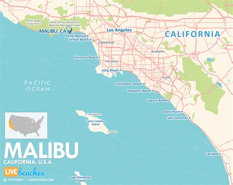 Map of Malibu, California - Live Beaches