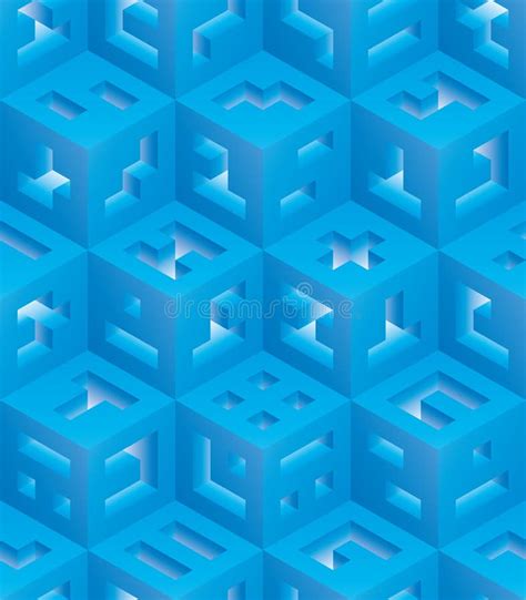 Blue Cubes Isometric Seamless Pattern. Stock Vector - Illustration of abstract, block: 122368235