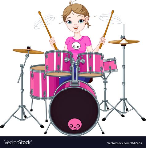 Drummer Girl Royalty Free Vector Image VectorStock