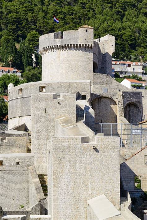 View On The City Wall Of Dubrovnik Stock Image Image Of Fortified