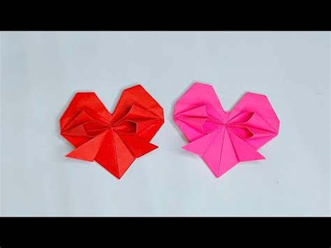 Origami How To Make Cute Paper Heart With Bow Easy Origami Youtube