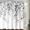 Amazon Zussun Long Gray And White Eucalyptus Shower Curtain