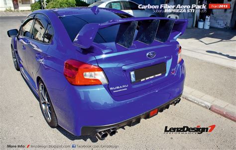 Subaru WRX STI 2014-2016 Carbon Fiber Roof Spoiler & Support Stabilizer ...