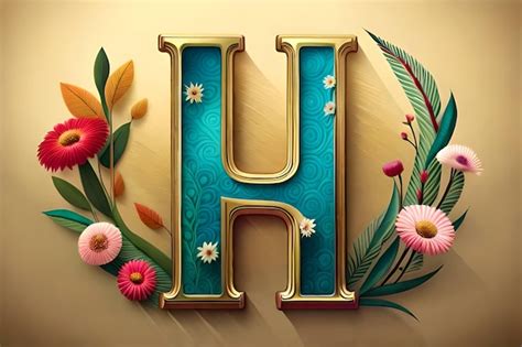 Premium Ai Image Letter H With Flowers Created With Generative Ai