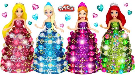 Diy Making Play Doh Super Sparkle Dresses For Disney Princesses Youtube