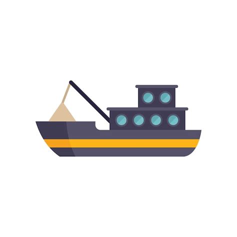 Icono De Barco Pesquero Costero Vector Plano Buque Marino Captura