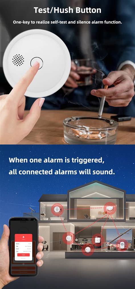 Fire Alarm System Rf Rf Interconnected Wifi Smoke Detector With