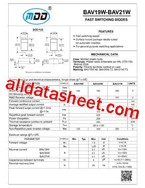 BAV20W Datasheet PDF Microdiode Electronics Jiangsu Co Ltd