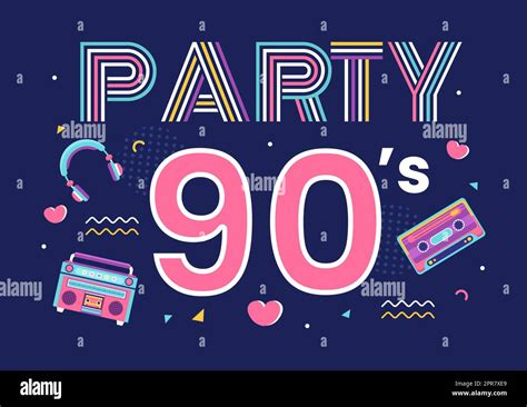 S Retro Party Cartoon Background Illustration With Nineties Music