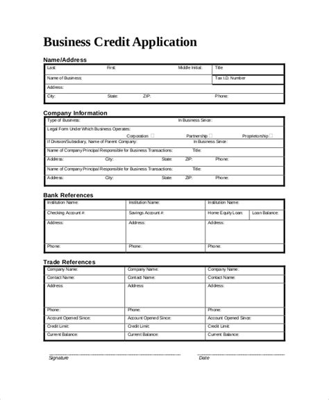 Commercial Credit Application Form Template Free Free Printable Templates