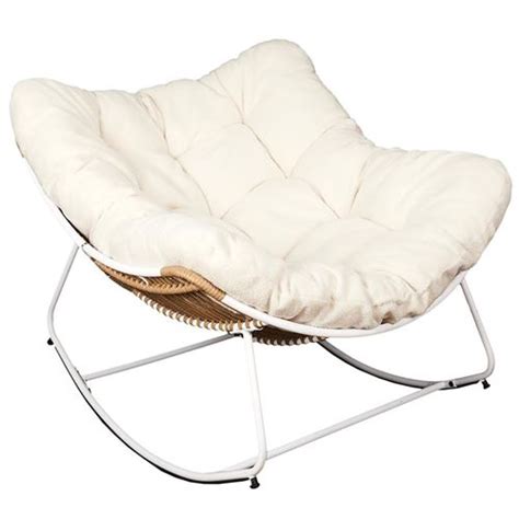 Merida Fauteuil Bascule Blanc Avec Assise Capitonn E Et Bouclettes