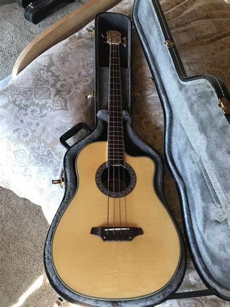 Aria Acoustic Electric Bass Guitar Amb 50b Natural Finish Flame Top For Sale In San Diego Ca