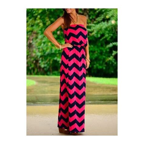 Chevron Print Strapless Elastic Waist Maxi Dress Maxi Dress Casual Chiffon Dress Cute Maxi Dress