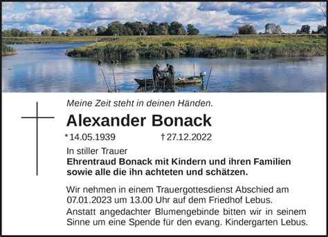 Traueranzeigen Von Alexander Bonack M Rkische Onlinezeitung Trauerportal