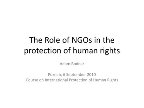 The Role Of Ngos In The Protection Of Human Rights