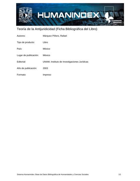 Pdf Teor A De La Antijuridicidad Ficha Bibliogr Fica Del Libro