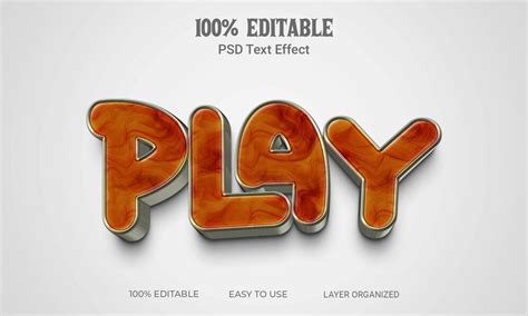 Premium Psd Play 3d Text Effect Style Editable Psd File