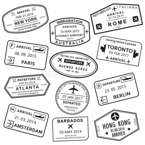 Collection Passport Visa Stamps Stock Illustrations – 515 Collection ...