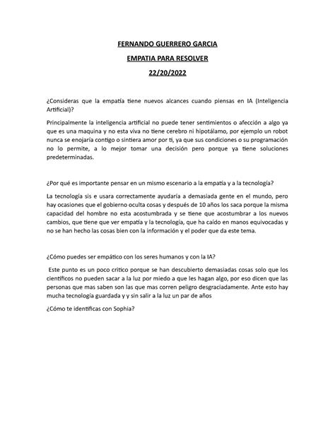 Diario 1 Empatia A Resolver FERNANDO GUERRERO GARCIA EMPATIA PARA