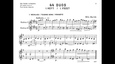 Bartok Duos For Violins No Teasing Song Andante E Major