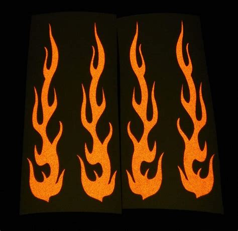 Reflective Decals Flames Set Retro Fire Safety Sticker Kit Flame