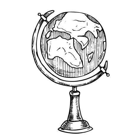 Vector illustration of Globe. Hand drawn sketch of vintage model of ...