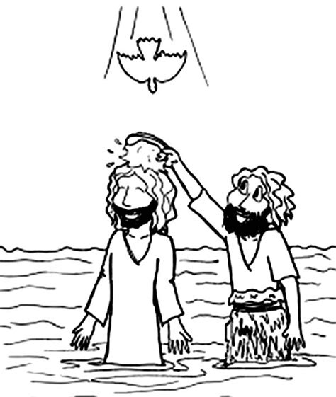 Cartoon Jesus Baptism In John The Baptist Coloring Page Netart Jesus