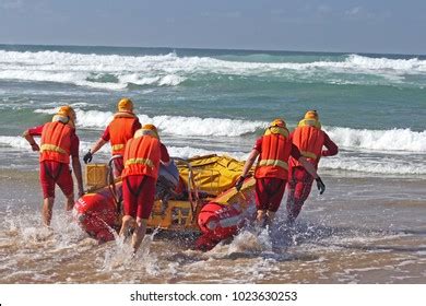 Sea Rescue Members Launching Rescue Boat Stock Photo 1023630253 ...