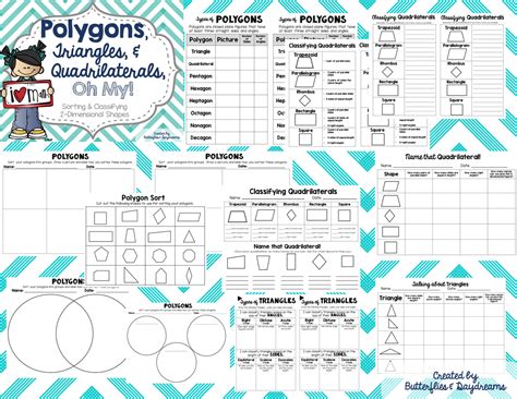 Classifying Sorting D Shapes Polygons Triangles Quadrilaterals