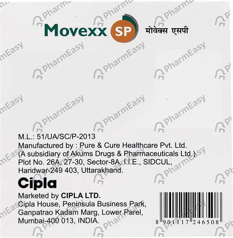 Movexx Sp Strip Of 10 Tablets Uses Side Effects Price And Dosage