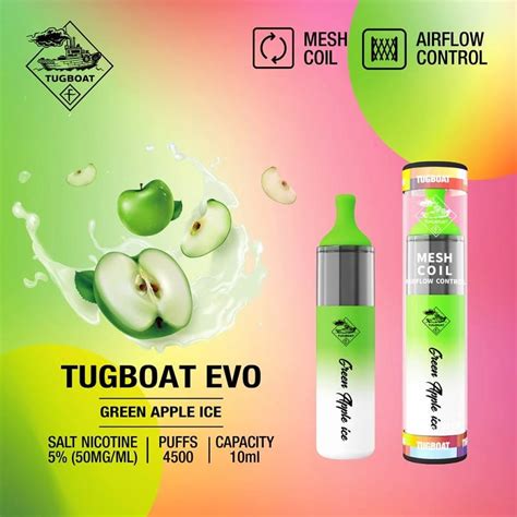 Buy Tugboat Evo Green Apple Ice Disposable Vape From Aed With