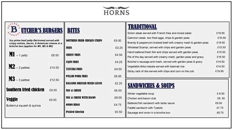 Menus - Horns Datchworth