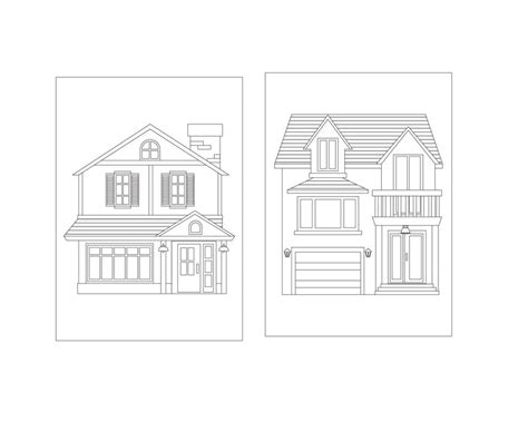 Houses Coloring Pages, PDF Home Exteriors, PNG Digital Printable ...