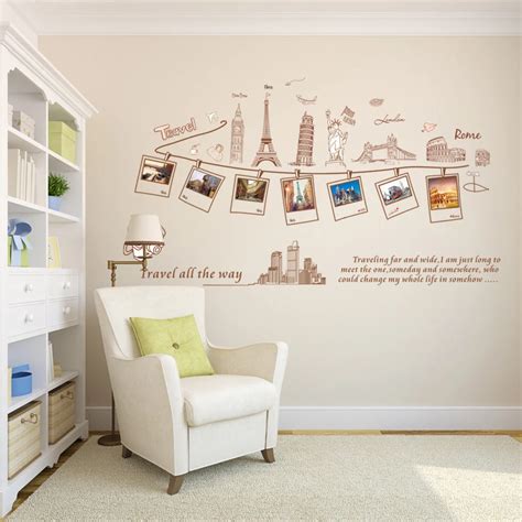 Large Size Wall Decal Creative Combination World Travel Wall Stickers ...